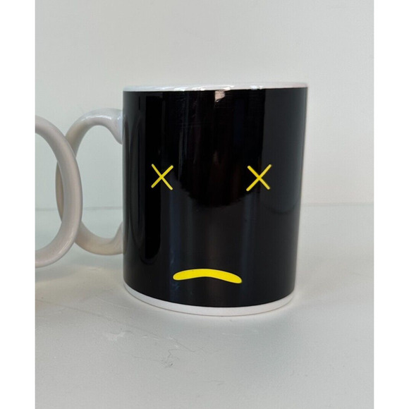 Dead Smiley Sad Face Ceramic Mug Tea Coffee Cup 10oz Black & Yellow Heat Activat - Picture 4 of 6